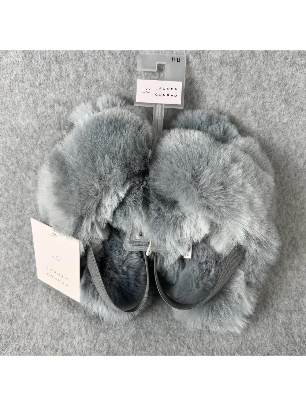 Lauren Conrad Baby 11-12 Toddler Plush Faux Fur Slippers Memory Foam Footbed